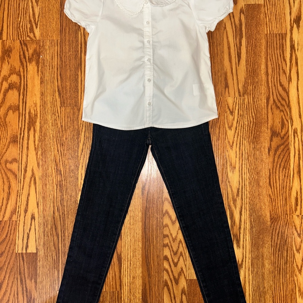 Crewcuts White Blouse and Dark Wash Jeans Set